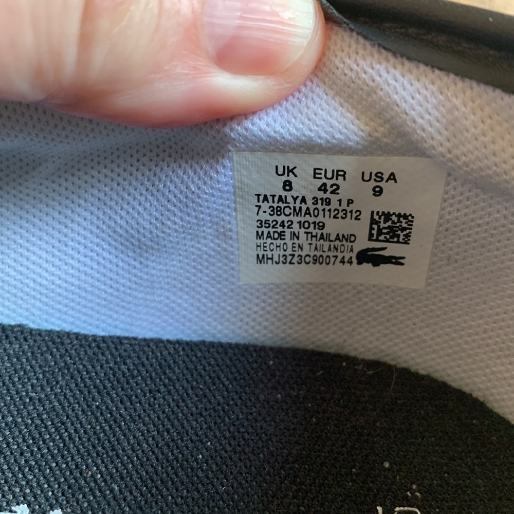 Lacoste men’s size 42 EU black slip on sneakers vegan canvas shoes comfy VGUC - Picture 10 of 13